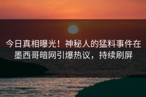 今日真相曝光！神秘人的猛料事件在墨西哥暗网引爆热议，持续刷屏