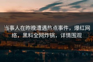 当事人在昨晚遭遇热点事件，爆红网络，黑料全网炸锅，详情围观