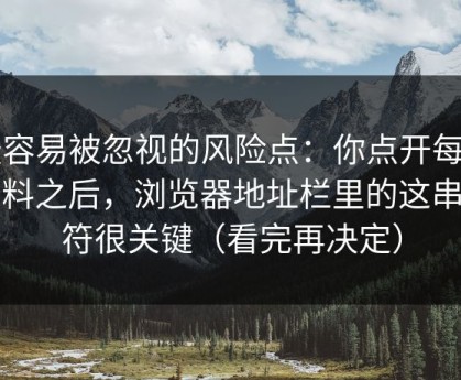 最容易被忽视的风险点：你点开每日黑料之后，浏览器地址栏里的这串字符很关键（看完再决定）