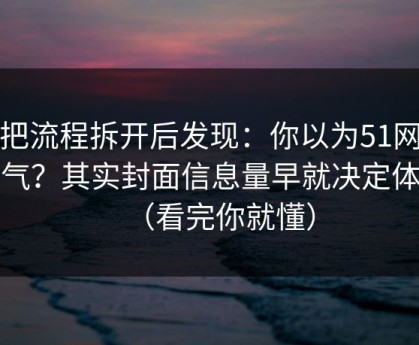 我把流程拆开后发现：你以为51网靠运气？其实封面信息量早就决定体验（看完你就懂）
