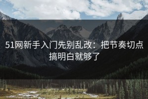 51网新手入门先别乱改：把节奏切点搞明白就够了