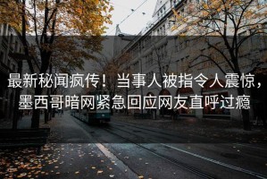 最新秘闻疯传！当事人被指令人震惊，墨西哥暗网紧急回应网友直呼过瘾