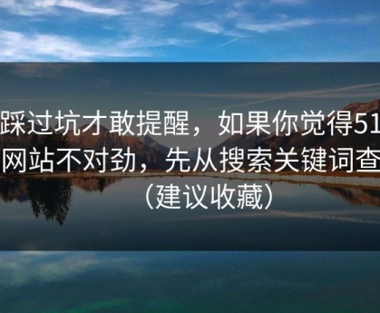我踩过坑才敢提醒，如果你觉得51视频网站不对劲，先从搜索关键词查起（建议收藏）