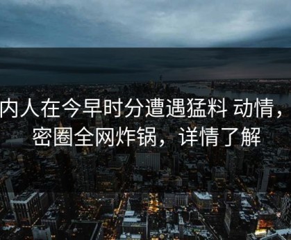 圈内人在今早时分遭遇猛料 动情，微密圈全网炸锅，详情了解