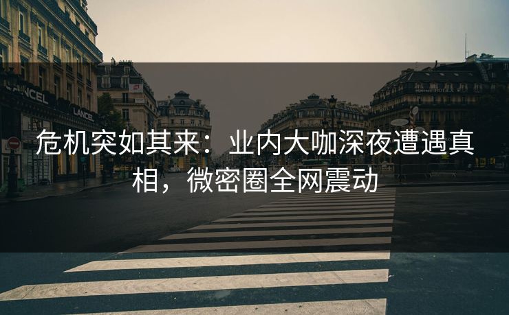 危机突如其来：业内大咖深夜遭遇真相，微密圈全网震动