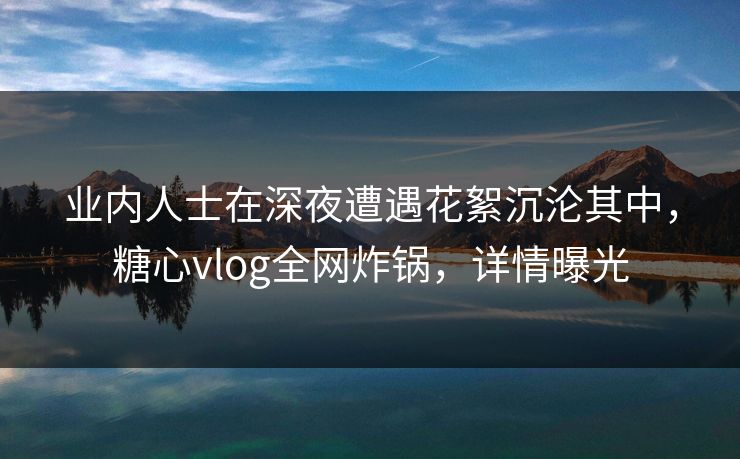 业内人士在深夜遭遇花絮沉沦其中，糖心vlog全网炸锅，详情曝光