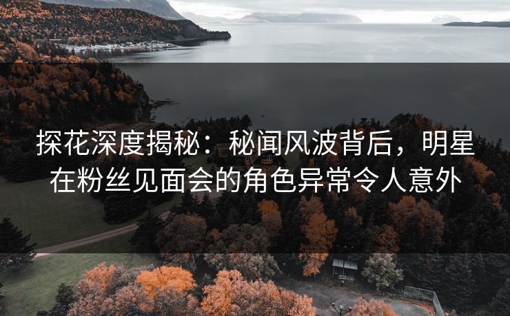 探花深度揭秘：秘闻风波背后，明星在粉丝见面会的角色异常令人意外