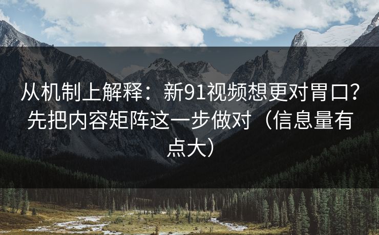 从机制上解释:新91视频想更对胃口?先把内容矩阵这一步做对(信息量有点大) 从机制上解释:新91视频想更对胃口?先把内容矩阵这一步做对(信息量有点大)